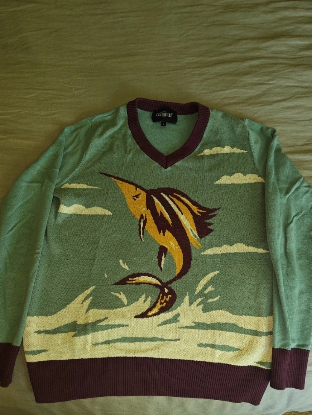 1950s inspired sweater  S jersey Rockabilly knit top jumper Pullover Swordfish